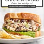 Pin graphic for cranberry pecan chicken salad.