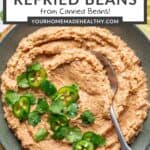 Pin graphic for homemade refried beans.