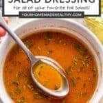 Pin graphic for pumpkin salad dressing.
