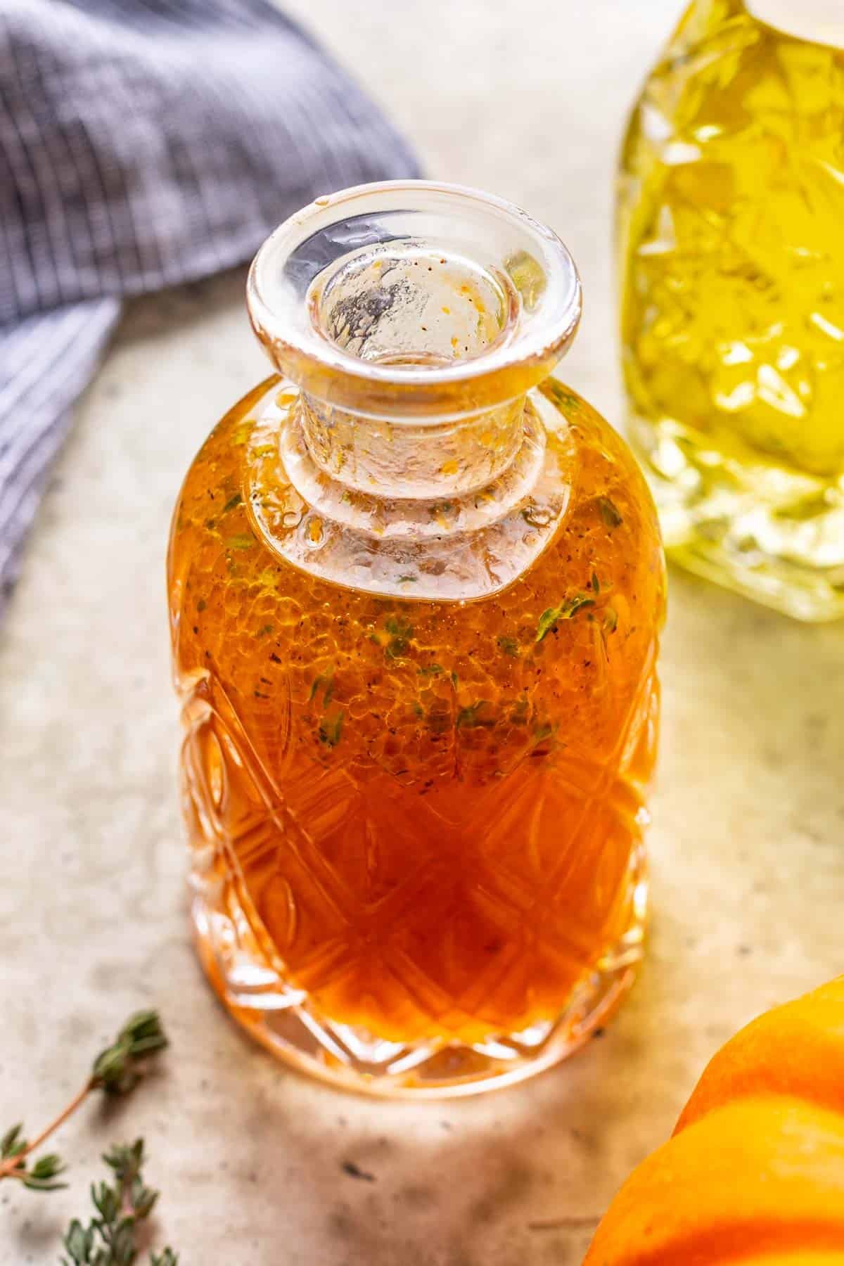 Maple pumpkin vinaigrette in a glass jar.