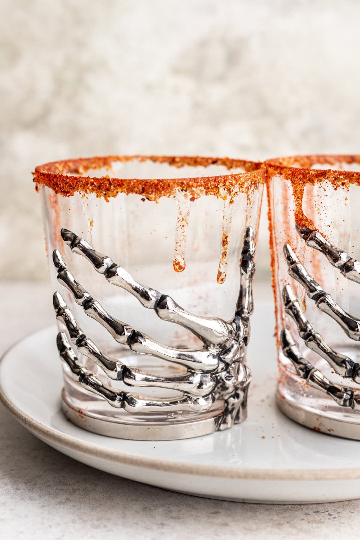 Tajin and smoked paprika on the rim of glasses.