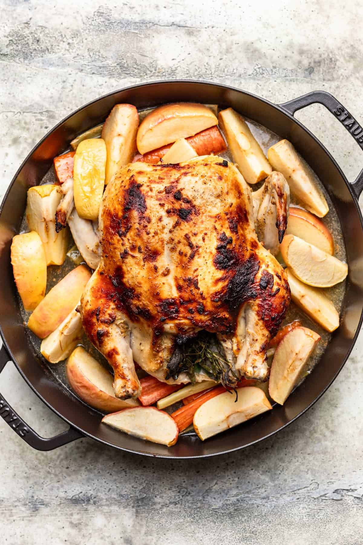 Chicken browned on top halfway through cooking.